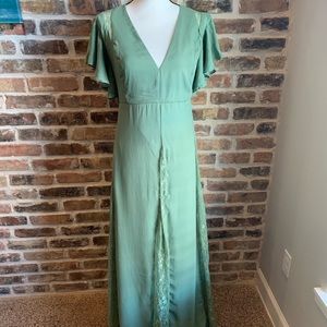 Maternity maxi dress with godet lace inserts